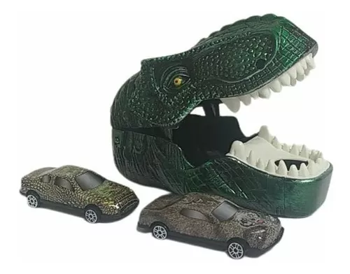 Lançador De Carrinho Dinossauro T Rex 2 Carros Brinquedo Bbr