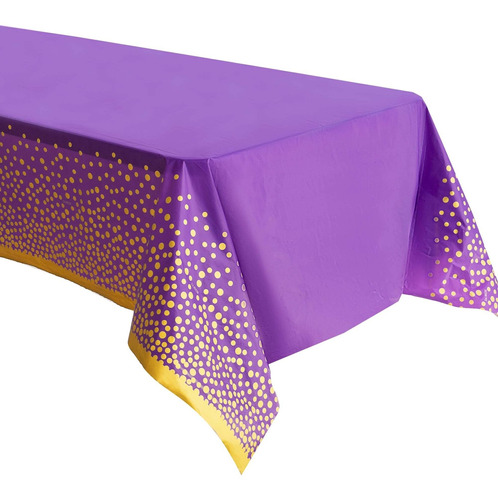 2 Mantele Morado Para Fiesta Desechable Color Dorado 8