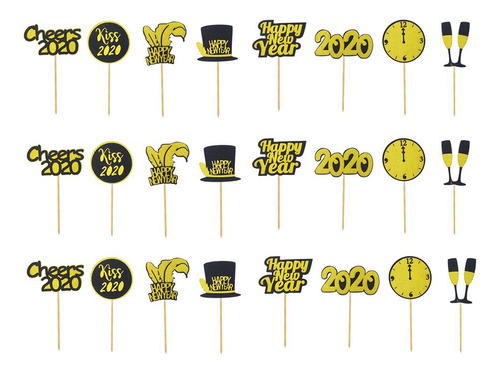 24pcs Bolo Topper 2020 Cupcake Toppers Picaretas Palitos De