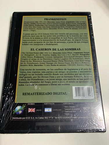 Boris Karloff. Frankesteirn, El Caserón De Las Sombras Dvd