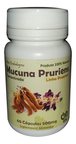 Mucuna Pruriens Natural L-dopa - 100% Pura 60 Cápsulas 500mg