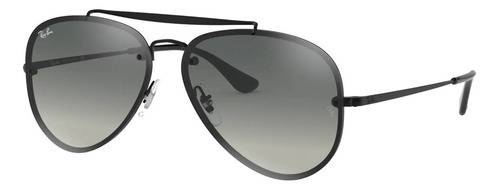 Anteojos de sol Ray-Ban Aviator Blaze Standard con marco de acero color matte black, lente grey de poliamida degradada, varilla matte black de acero - RB3584N