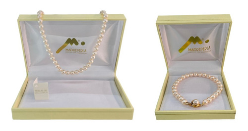 Set Collar Perla 50m Pulsera 19cm Mallorca Enchapado En Oro