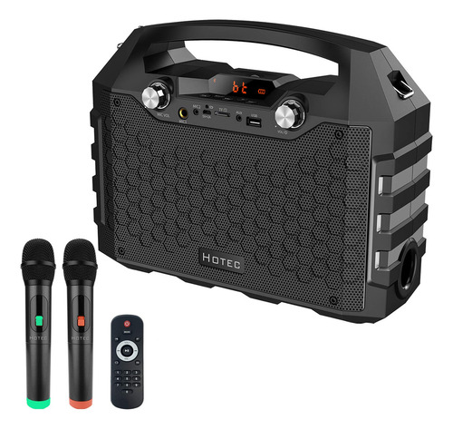 Hotec Sistema De Altavoces Pa Portátil Bluetooth Inalámbrico, Potente Máquina De Karaoke Bluetooth Con Micrófonos Inalámbricos Duales Para Karaoke, Boda, Fiesta, Enseñanza, Conferencia, Iglesia