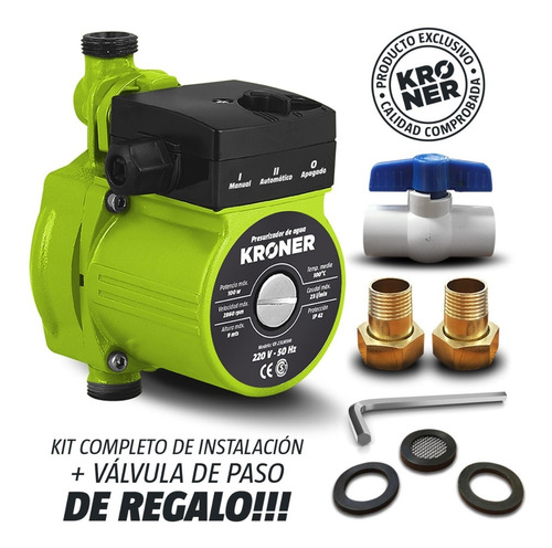 Imagen 1 de 10 de Bomba Presurizadora Elev 9 Mt ! 2 Baños 23 L/m Kroner C/válv