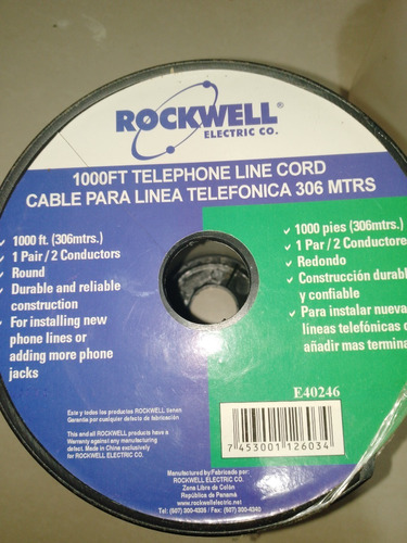 Cable Telefonico 1 Par Gris (redondo)