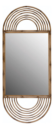 Espejo Pared Enmarcado Metal Diseño Arco Bambu Sintetico 15 