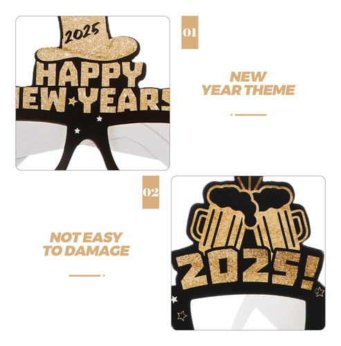 Gafas De Papel Divertido Para Feliz Año Nuevo 2025, 6 Unidad