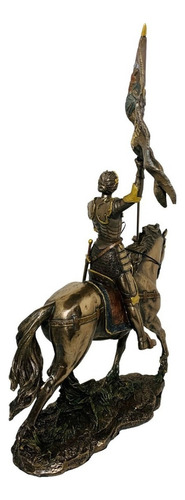 Joana D´arc No Cavalo Com Estandarte Estatueta Veronese Cor Bronze