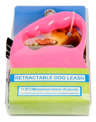 Correa Retráctil De Perro 5m Largo Max 15kg Seguridad Mascot Color Rosa