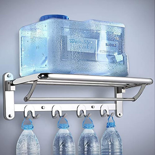 Imagen 2 de 3 de Hoonex - Toallero Plegable Para Baño De Pared Con Ganchos