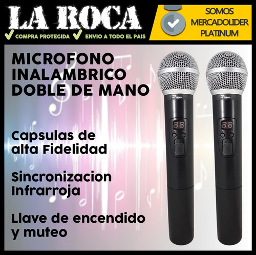 Imagen 4 de 10 de Microfono Inalambrico Uhf Doble De Mano Parquer Wr25d