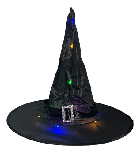 10 Sombrero Brujita Con Luz Led Halloween Disfraz Mayoreo Color