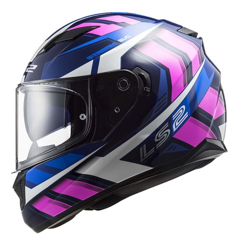 Casco Integral Ls2 Stream Evo Loop Azul Rosa Rider One