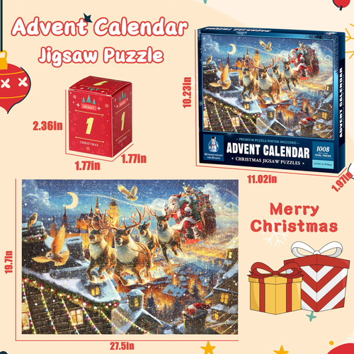Calendario De Adviento 2024 Puzzle Navidad 1008 Piezas