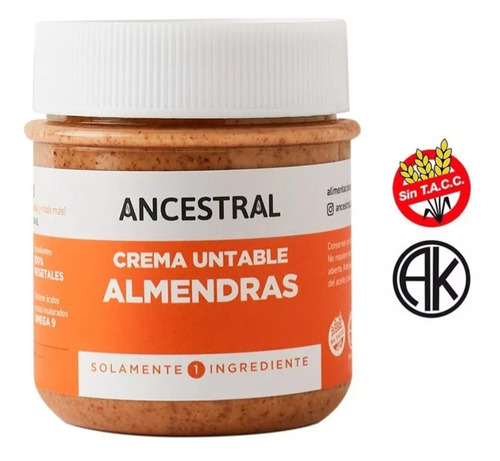 Ancestral crema untable vegetal de almendras 170g	