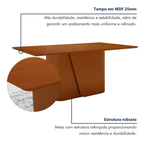 Mesa De Jantar Retangular 78x170x90cmtampo Mdf Wt