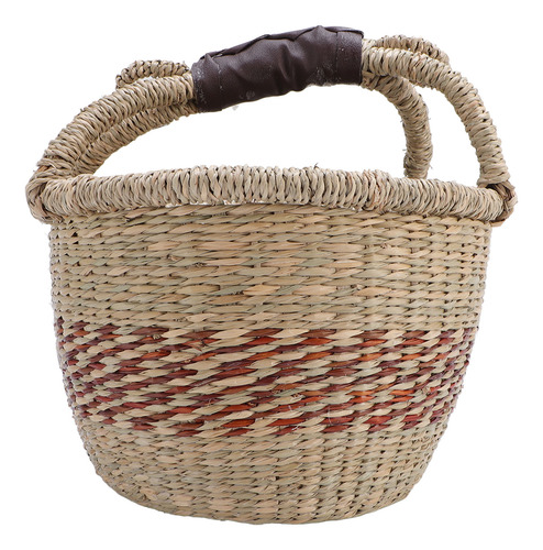 Cesta Tejida De Pícnic Con Hierba Marina Decorativa, Rústica