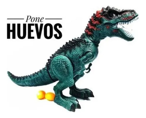 Dinosaurio Camina Pone Huevos Proyecta Imagen 4d Ruge Luces Tiranosaurio Verde Oscuro