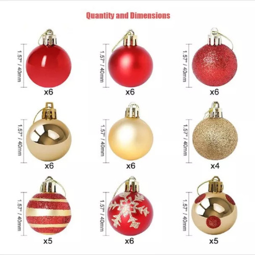 Un Paquete Con Adornos Navideños De Oro Rojo
