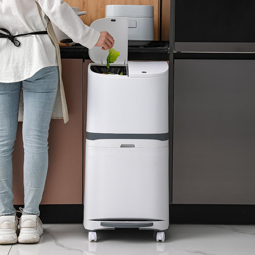 Lj Lixeira De Cozinha, 48l, Grande Capacidade, Com Pedal,