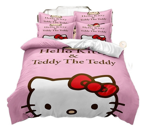 Juego De Ropa De Cama Doble De Dibujos Animados De Hello