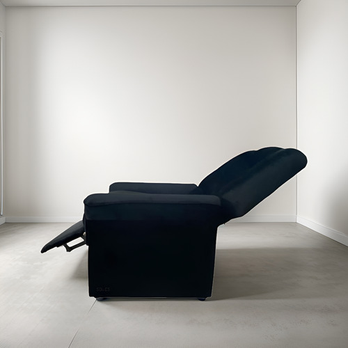 Sillon Individual Reclinable Pana Suave Semi Cama Confort Negro Pana