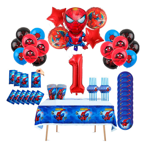 Set Cumpleaños Spiderman Para 10 Pers, Incluye Accesorios