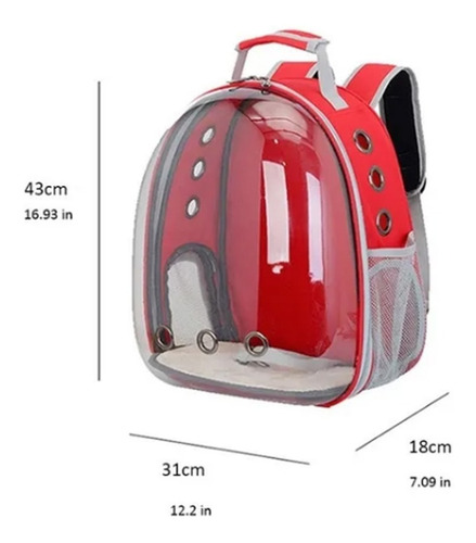 Imagen 2 de 8 de Mochila Bolso Mascotas Gato Perro Transparente Super Visión