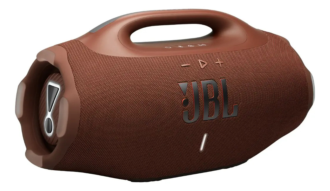 Caixa de Som JBL Boombox 4 Bluetooth Som JBL Pro Com AI Sound Boost Graves Personalizáveis Bateria 34h IP68 Áudio Lossless – Marrom