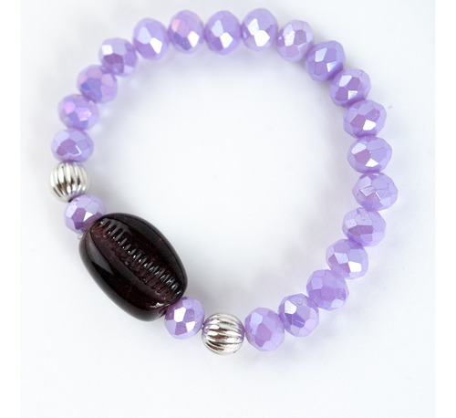 Pulseira Nana Buzios Lilas Cristal E Silicone