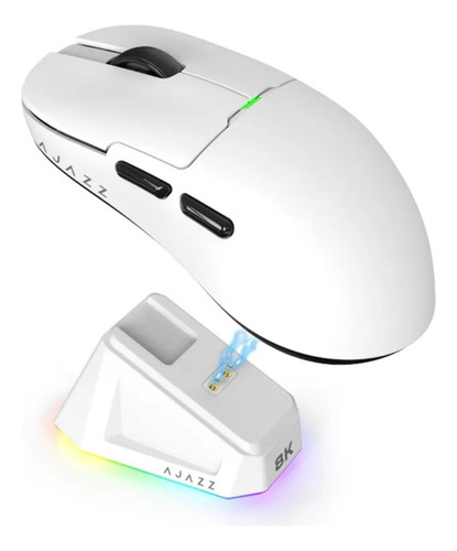 Mouse Sem Fio Ajazz Aj159 Pro 8khz Paw 3395 Tri-modo Branco