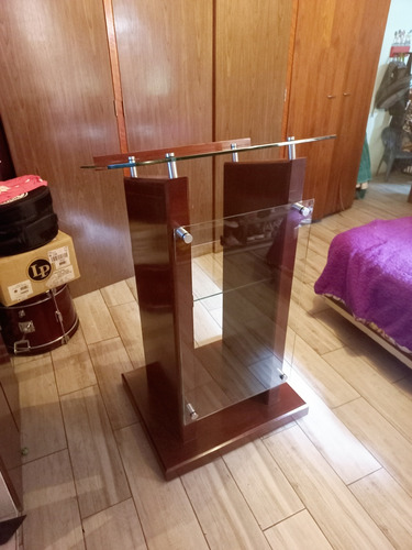 Podium Púlpito Moderno De Madera Con Vidrio 