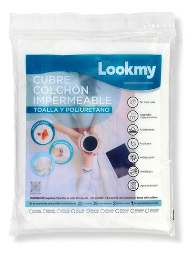 Cubre Colchon Impermeable De Toalla 2 Plazas 190x140 Cm | Cubrecolchon Lookmy De Toalla Y Capa Aislante De Poliuretano | Cubre Colchón Premium Respirable Sin Pvc |