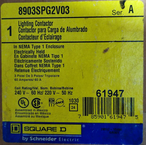 Contactor De Alumbrado Square D Con Gabinete 60a 220v