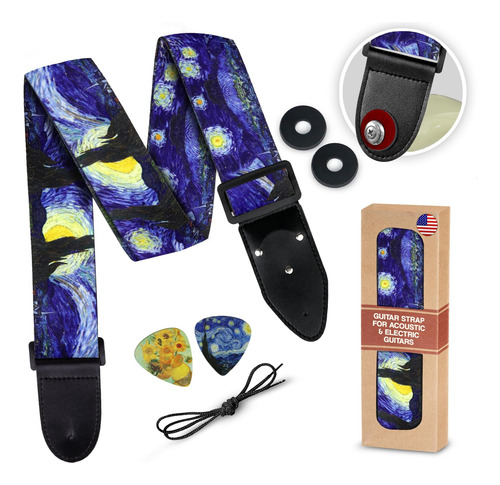 Presente De Natal Com Alça De Guitarra Van Gogh Starry Inclu