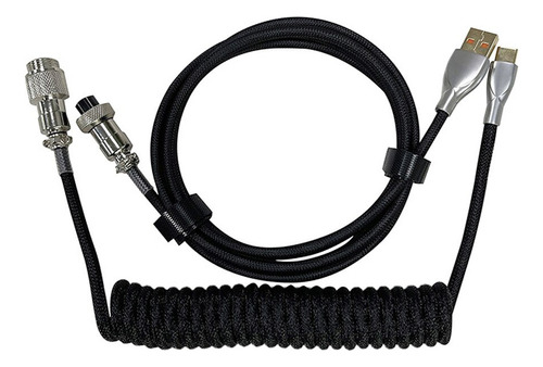 Cable Usb-c En Espiral Aviador 2 En 1 Para Teclado Mecánico