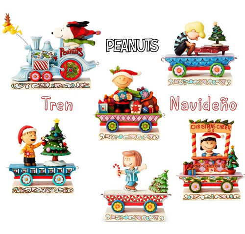 Snoopy Peanuts Tren Navideño Decoración 6 Vagones Originales