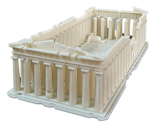 Partenon Griego 17cm Largo Miniatura Deco 3d Para Escritorio Beige