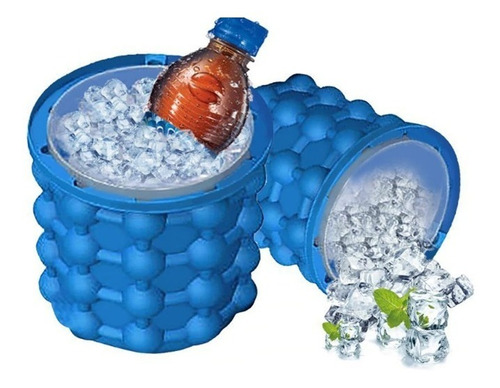 Mini Hielera De Silicona Para Cubos De Hielo Enfriador Color Azul