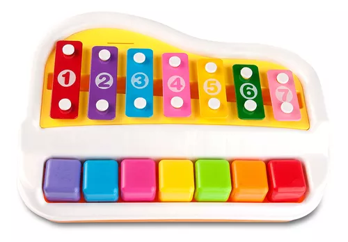 Xilofone E Piano De Brinquedo Infantil Criança Com Partitura Cor