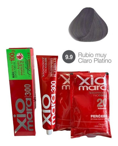 Tinte Para Cabello Xiomara 300 Colores Naturales 100g Tono 9.9 rubio muy claro platino