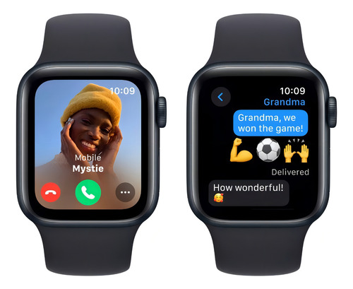 Apple Watch SE (2nd GEN) GPS • Caja de aluminio color medianoche de 40 mm • Correa deportiva color medianoche - M/L - Excelente (Reacondicionado)