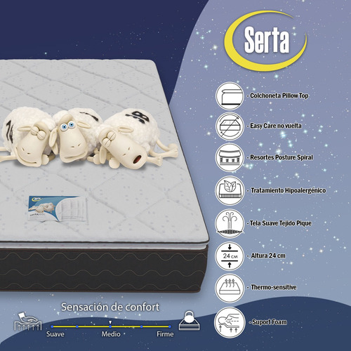 Colchón Queen Size Serta Plus One + 2 Almohadas Memory Foam