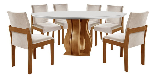 Juego de mesa de comedor Nuance, mesa redonda de 135 cm