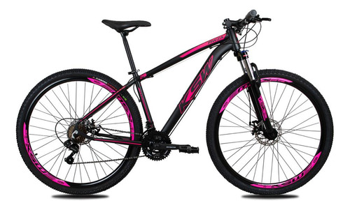 Bicicleta Ksw Aro 29 Modelo Xlt Cambios Shimano 24v C/ Trava Cor Preto/rosa Tamanho Do Quadro 15