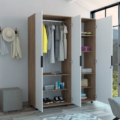 Closet Faune Con Espejos Miel / Blanco