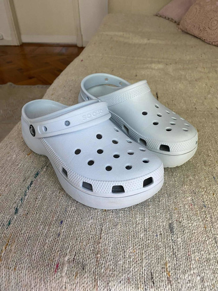 Crocs Plataforma Celeste | MercadoLibre ?