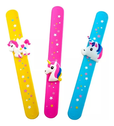 Pulseras Infantiles Pack X 3 Unidades Slap Unicornio 22cm