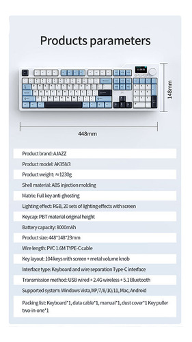 Teclado Mecánico Ak35i V3 Modelo Tir Hot 104 Full Keyboard E